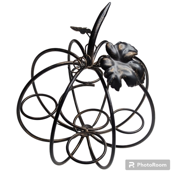 Pumpkin Candle Holder Decorative Metal Sculpture Black Bronze Fall Harvest Decor - Picture 7 of 12